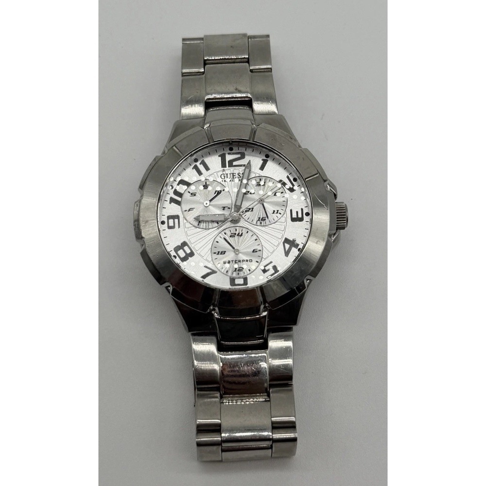 Guess Waterpro Chronograph Watch Men's Analog Rotating Bezel 7.5 inch 39 mm